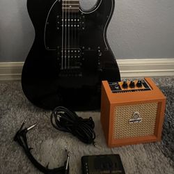 All Black Fender Affinity Telecaster Electric Guitar Bundle 