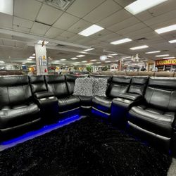 Black Power Sectional On Liquidation Now !! Black Power w/LED Living Room Set $1599