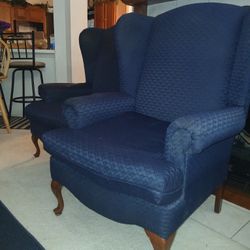 Navy Blue Wingback Chairs Set