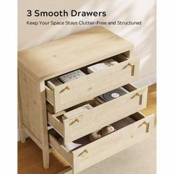 #R5 3-Drawer Dresser, Modern Storage Cabinet with Chest of Drawers, Wooden Side Table, Light Oak ( in box 📦) $ 90