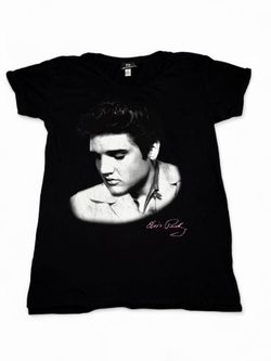 Y2K Graceland Elvis Presley Big Face Portrait T-Shirt Night Gown Lounge Wear Black Band T shirt Band Merch King - Size XXL