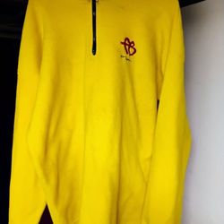 Rare Vintage Y2K FUBU Sport Yellow 1/4 Zip Fleece Pullover Mens XL Made In USA Embroidered Logo