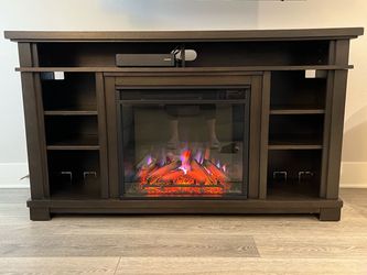 TV console with electric fireplace