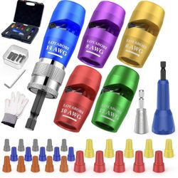 Wire Stripper Twister Tool for Drill 13pcs, 6/8/10/12/14 AWG Stripping Twisting Quickly, US Gauge Cables Bit Tools Set, Wire Nut Connector Kit Attachm