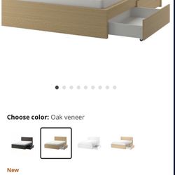 IKEA Full Size Bed with 4 Storage Drawers – Like New