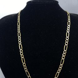 $1350 Two Tone Gold Hollow Figaro Chain