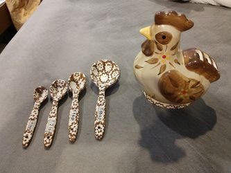Temptations ceramic chicken with measuring spoons tail