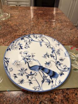 Blue & White Peacock Decorative Porcelain Plate