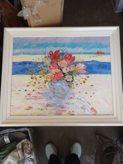 Large original framed folk art by Patricia Bone