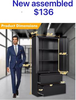 😀 STANI 2 Drawer Lateral File Cabinet - Metal Storage Cabinet with Locking Drawers for Letter/A4 Size Files (Black )