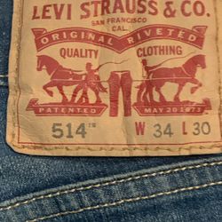 Levi's Strauss 514 Men's  Size W34 L30 Blue Jeans