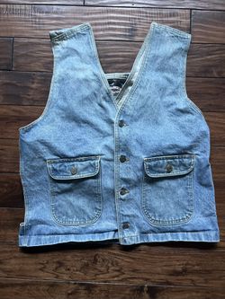 Vintage 90s SagWear James Head Hip Hop Backpack Denim Vest Mens Medium