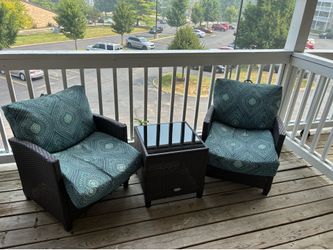 Patio chairs, and table