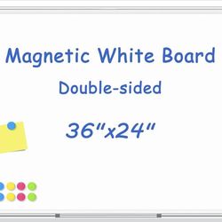 New Magnetic White Board, 36" x 24" Double-Sides Dry Erase White Board