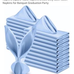 VACVELT 50 Pack Light Blue Satin Napkins 17x17 Inch Wedding Napkins Bulk, Decorative Elegant