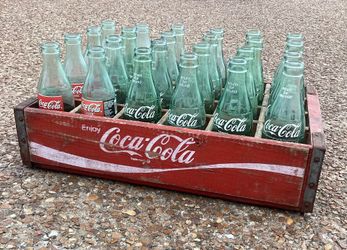 Vintage Wooden Coca Cola Crate with 24 Bottles