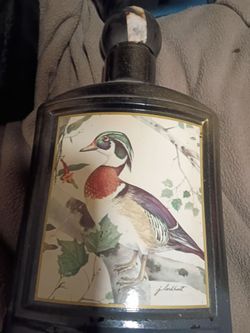 Vintage Decanter Bottle with Wood Duck Art
