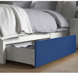 MALM Underbed storage box for high bed, blue-white, Full/Double/Twin/Single