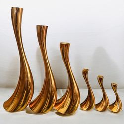 XQUISITE SET OF SIX GOLD COBRA CANDLEHOLDERS BY GEORG JENSEN, DENMARK