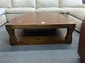 Square Wood Coffee Table with Lower Shelf，$220