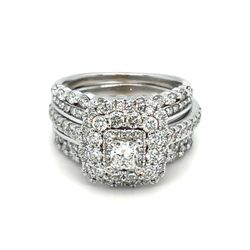14Kt White Gold Diamond Bridal Set Ring 10.30g 1.8CTW Size 6.75 I-1249