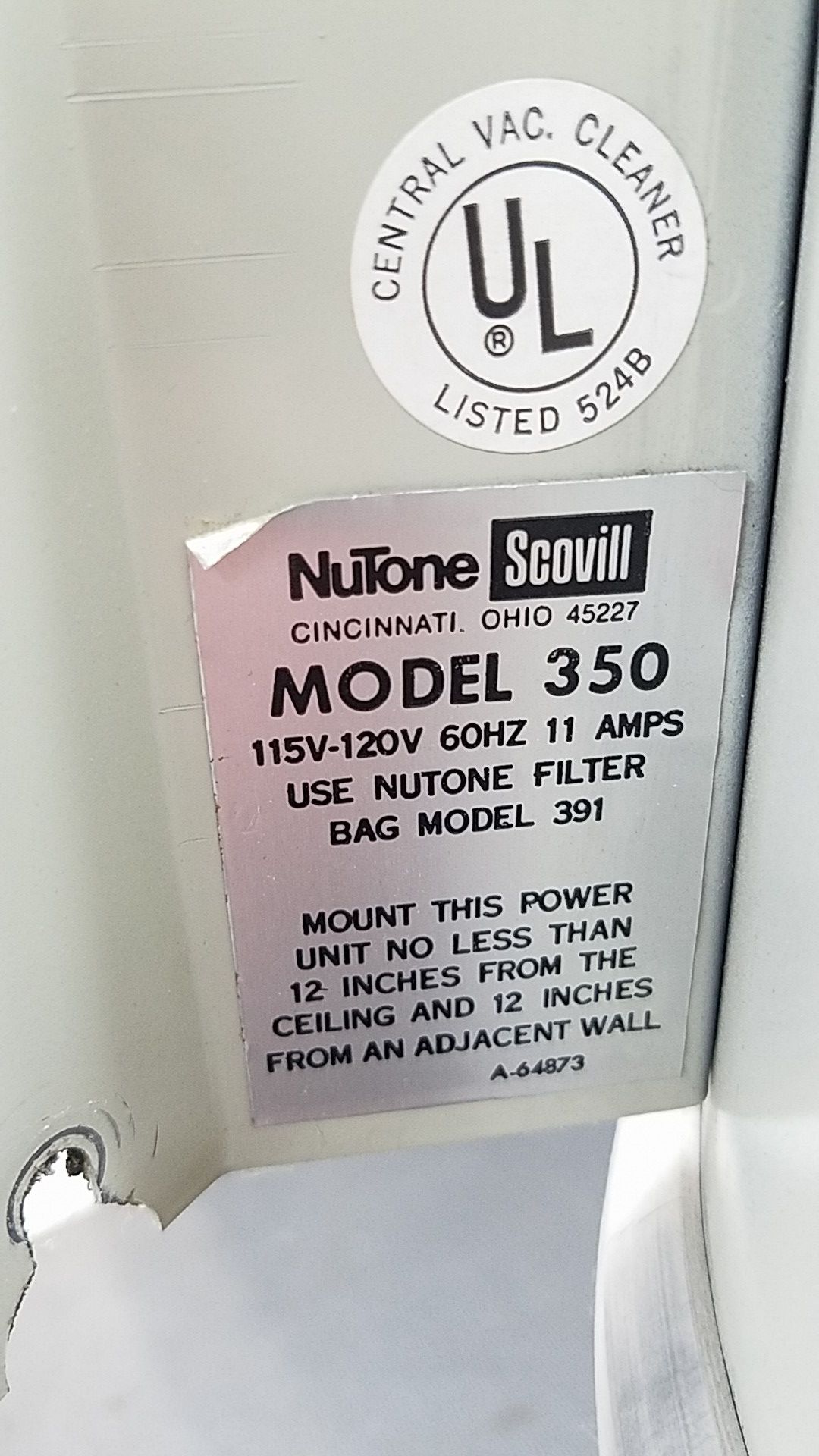 Nutone 350 Central Vac for Sale in Sammamish, WA OfferUp