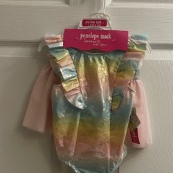Brand New Girls Foil Swimsuit With Skirt Size 4T Kids 