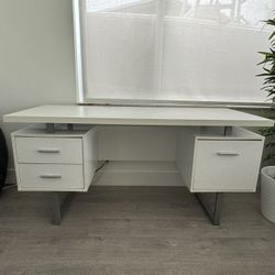 Desk Modern Contemporary White File Cabinet