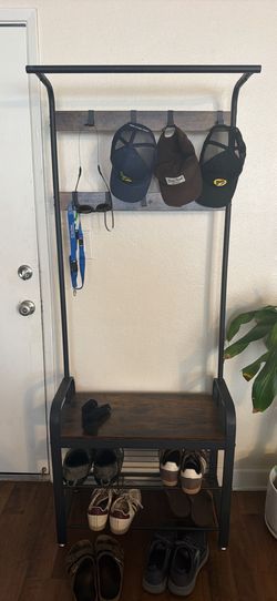 Coat rack with shoe bench