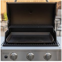 Steelmade Pro Series Flat Top for Outdoor Grill. Heavy Duty steel.  16” x 23 7/8”.  Fits on outdoor BBQ.  Pre-seasoned.  Protective sleeve when not in