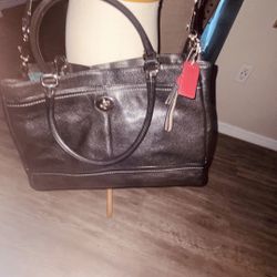 Coach Black Large Carryall Tote Satchel Handbag 