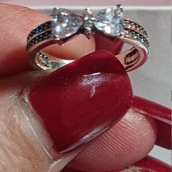 Pandora Authentic Brand New Sterling Silver Sparkling XL Bow Ring Featuring Trillion Size 7 -2 Available 