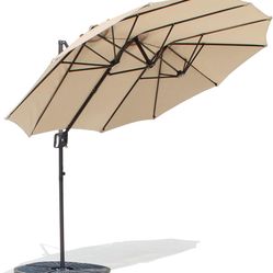 Extra Large 8x13 FT Offset Patio Umbrella Cantilever Umbrella, Double-Sided Outdoor Patio Hanging Umbrella with Crank Handle for Backyard, Deck, Pool,