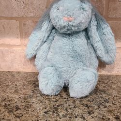 Medium Jellycat Bashful Aqua Bunny Rabbit Plush Stuffed Animal RARE Retired