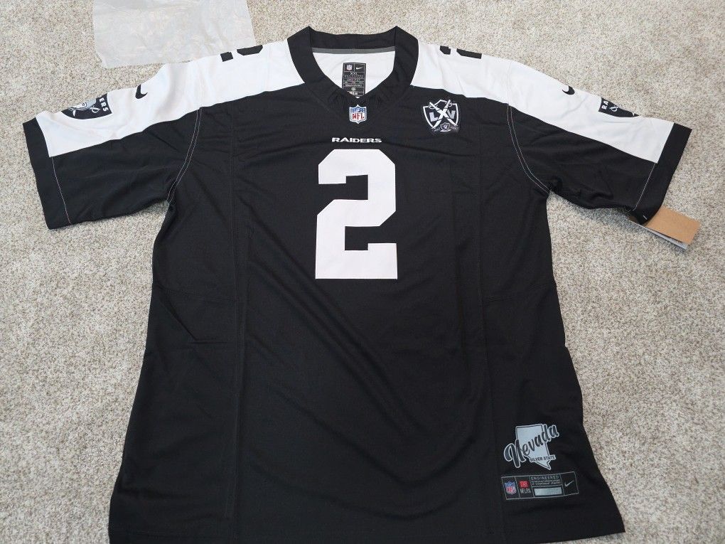 Ashton Jeanty #2 Oakland Raiders Jersey-Blk/Wht--XXL