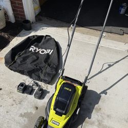 Ryobi 13” Electric Lawn Mower (with Battery, Charger, and Cover Included)