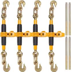 Ratchet Chain Binder, 3/8"-1/2" Heavy Duty Load Binders, with G80 Hooks 12000 lbs Secure Load Limit, Labor-saving Anti-skid Handle, Tie Down Hauling C