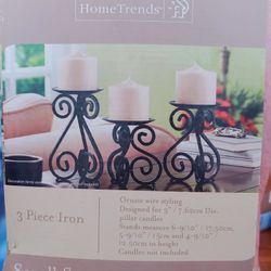 3 Piece Iron Scroll Candle Holder Set