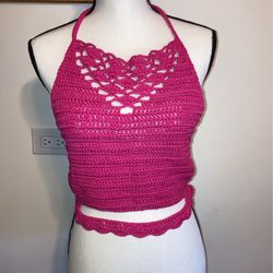 Hand Made Crochet Pink Top 