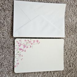Pink Floral Blank Invitations/Note Cards 