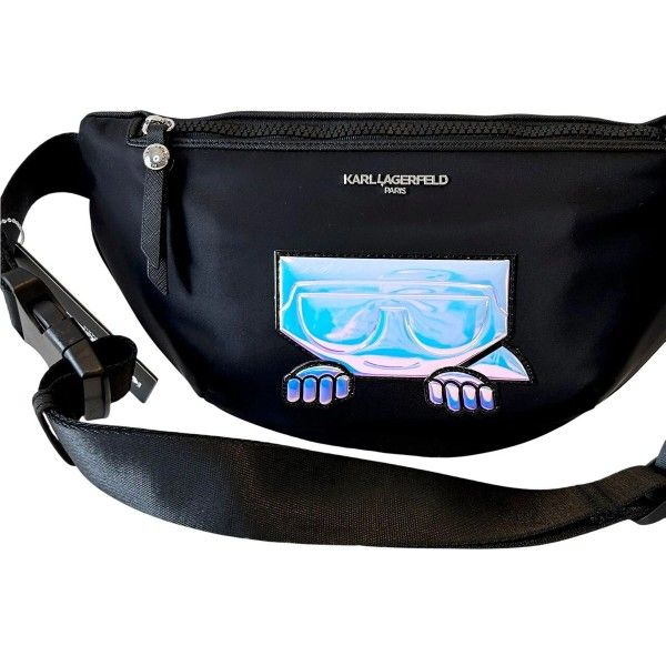 Karl Lagerfeld Paris Amour Logo Black Waist Belt Sling Bag Fanny Pack