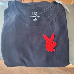 PLAYBOY RED BUNNY BLACK LONG SLEEVE TEE SHIRT SIZE M