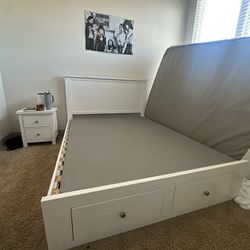 Queen white bed frame