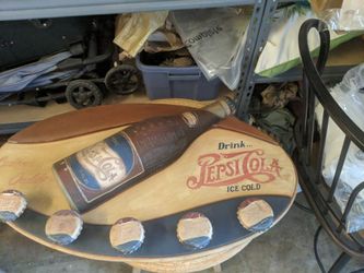 Vintage 3D Pepsi Sign, Wood And Plaster