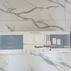 Quoizel Vista 6-Light Linear Chandelier Frosted Glass Shades Nouveau Gold