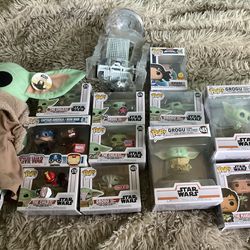 Huge toy lot Funko pop Star Wars the Mandalorian baby yoda Grogu the child marvel little bits droid avatar the last airbender