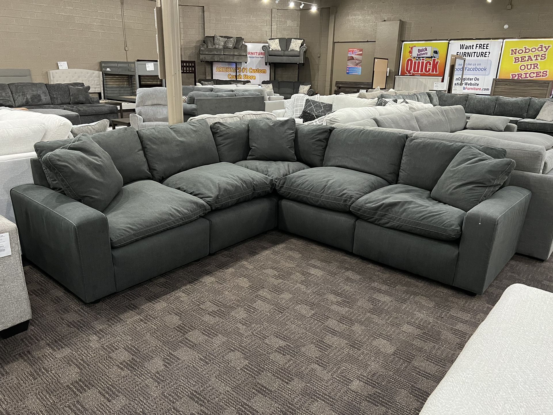New Cloud Charcoal Grey Feather Sectional