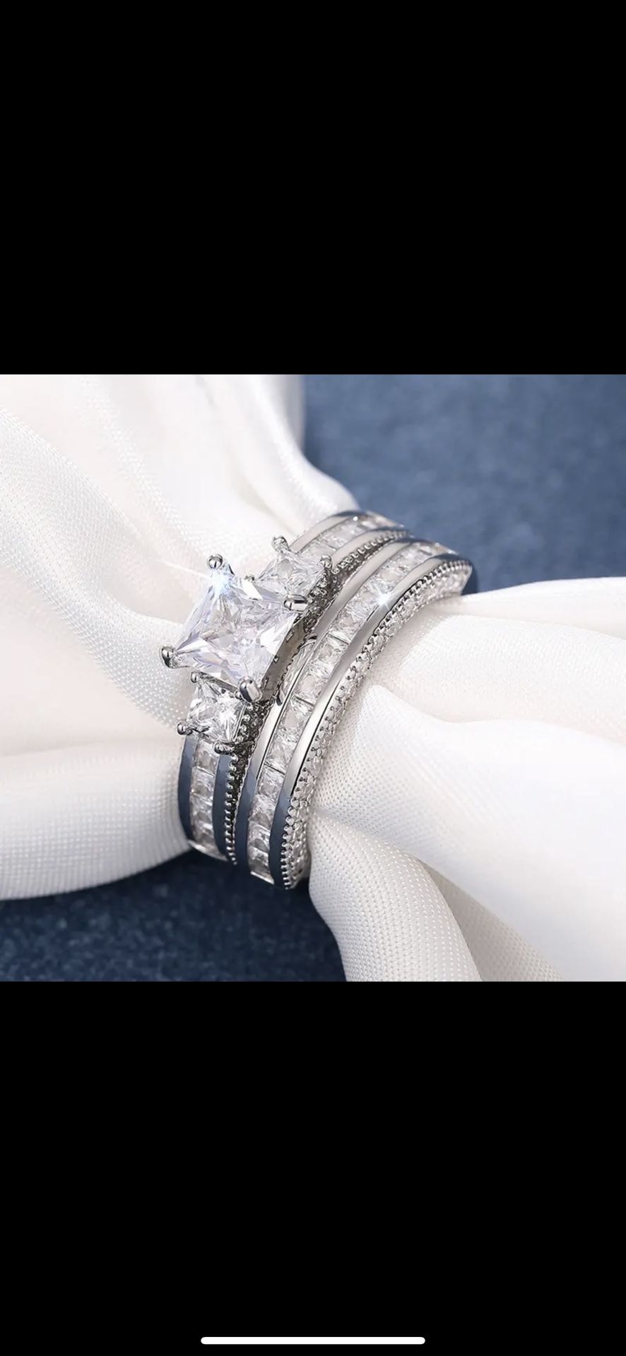 Stunning Princess Cut , Past Present Future 925 Sterling Silver 4.3CT., Moissantee