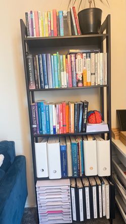 Brown 4-Shelf Bookcase with Books