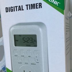 BN-LINK Indoor Digital Timer Outlet, Single Outlet 7 Day Programmable Light Switch, 3 Prong Plug in Timers for Electrical Outlets, Lamps, Fans, 8 On/O